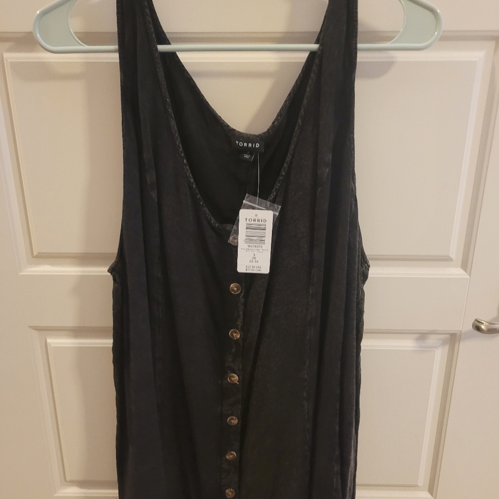 Torrid Charcoal Button Down Tank Top